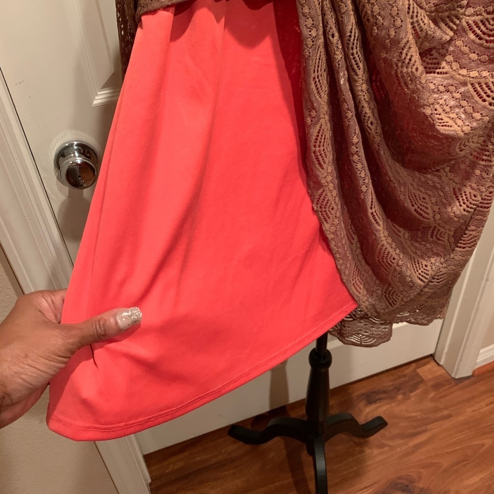 LuLaRoe Lola skirt in brown and coral - Picture 2 of 5